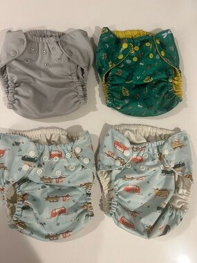 Reusable Kids Cloth Diaper Cover - Gray, Green, Blue Prints